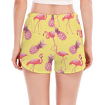 Pineapple And Flamingo Pattern Print Women's Split Running Shorts