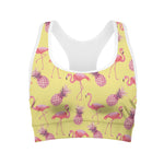 Pineapple And Flamingo Pattern Print Women's Sports Bra