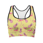 Pineapple And Flamingo Pattern Print Women's Sports Bra