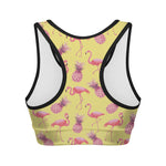 Pineapple And Flamingo Pattern Print Women's Sports Bra