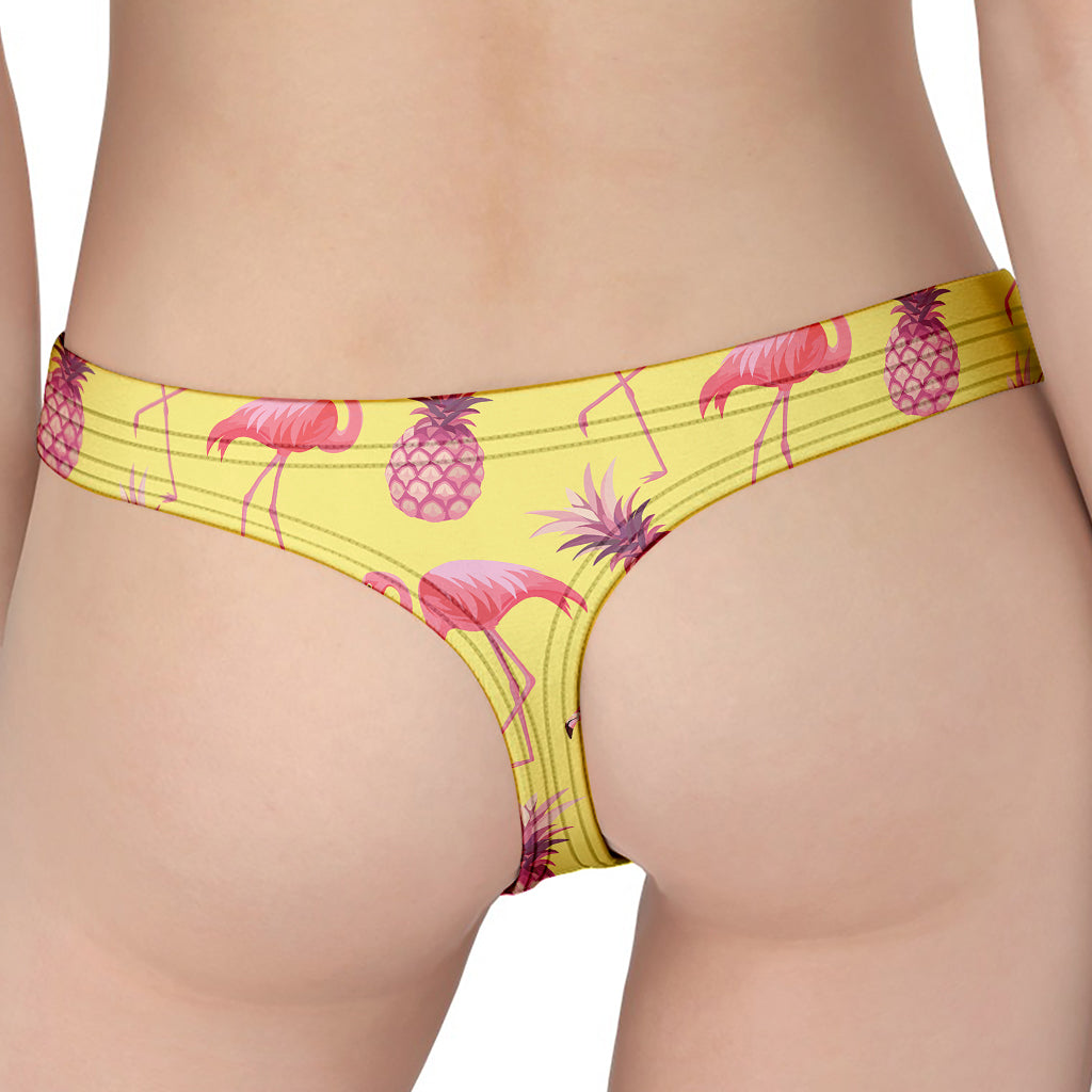 Pineapple And Flamingo Pattern Print Women's Thong