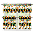 Pineapple And Hibiscus Striped Print 3 Piece Kitchen Curtains