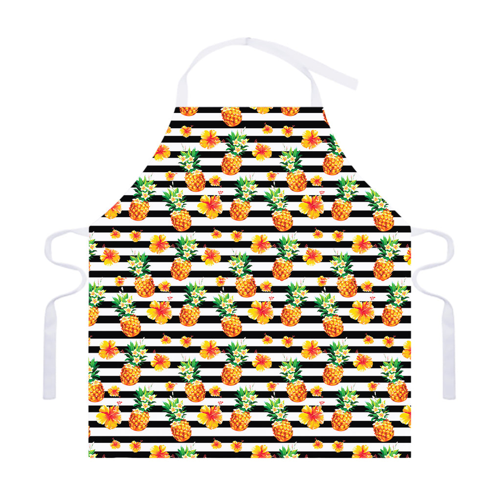 Pineapple And Hibiscus Striped Print Adjustable Apron