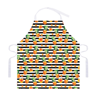 Pineapple And Hibiscus Striped Print Adjustable Apron