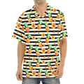 Pineapple And Hibiscus Striped Print Aloha Shirt