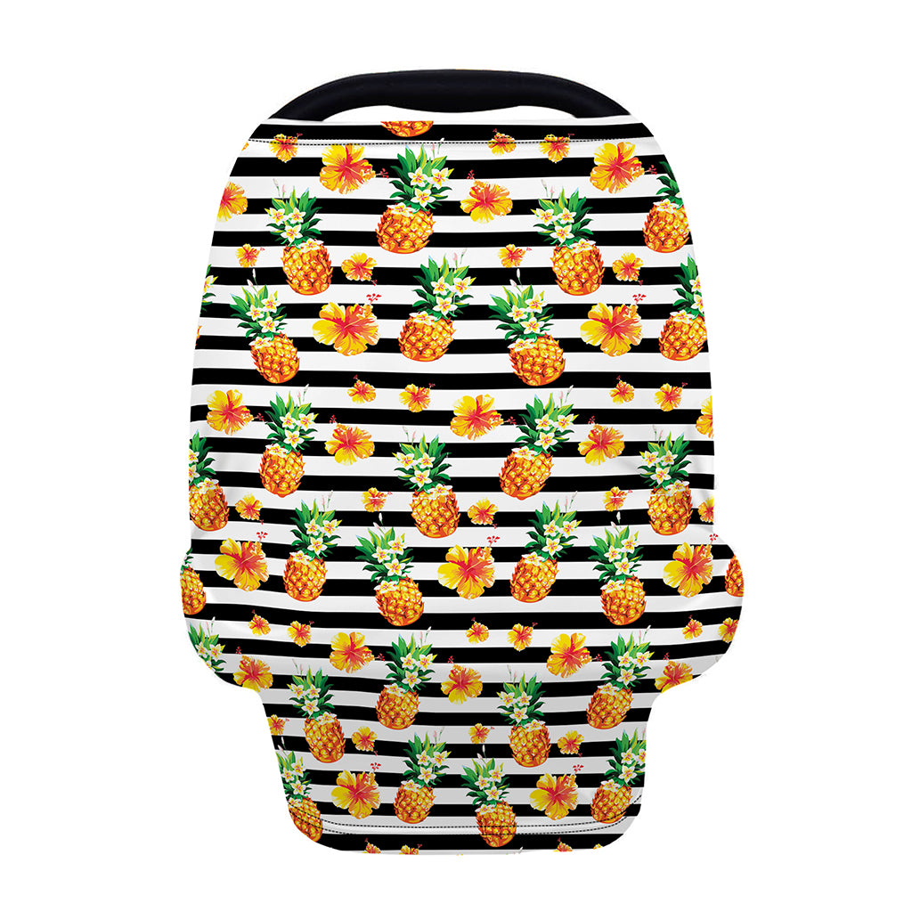 Pineapple And Hibiscus Striped Print Baby Seat Cover