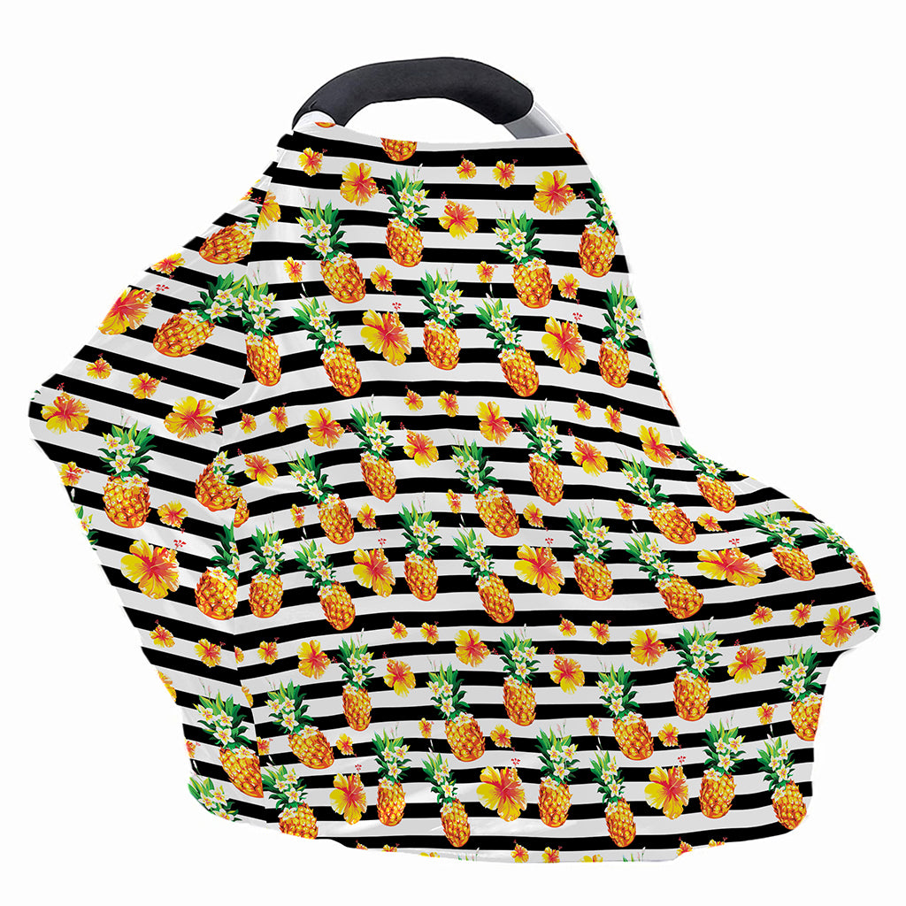 Pineapple And Hibiscus Striped Print Baby Seat Cover