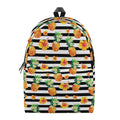 Pineapple And Hibiscus Striped Print School Backpack