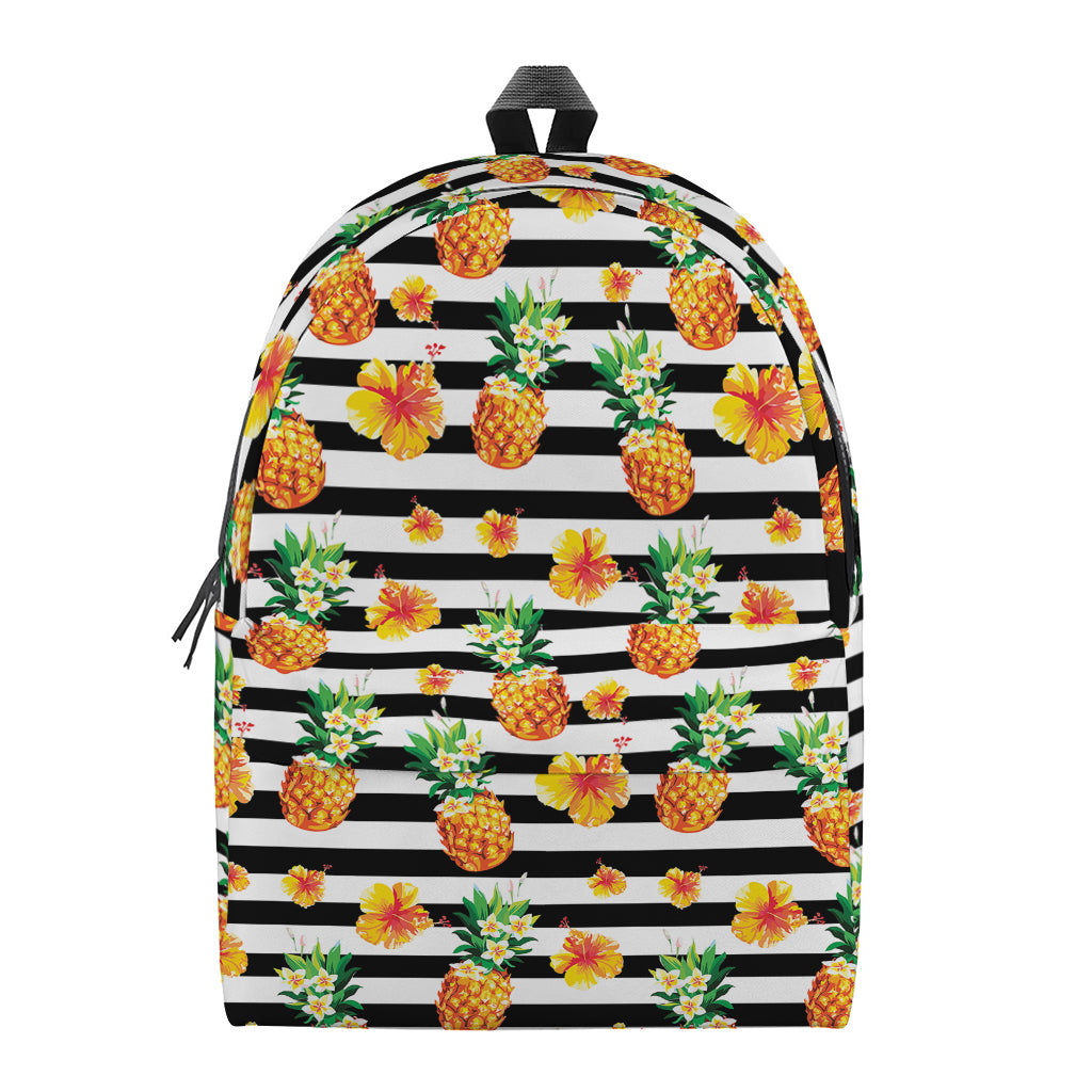 Pineapple And Hibiscus Striped Print Backpack