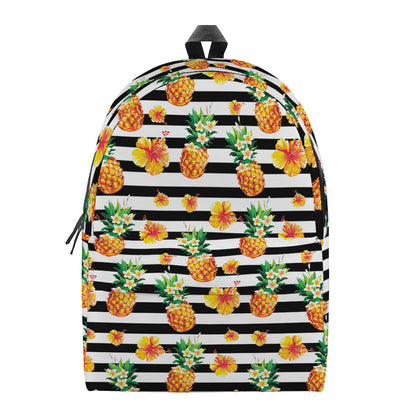Pineapple And Hibiscus Striped Print Backpack