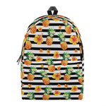 Pineapple And Hibiscus Striped Print Backpack
