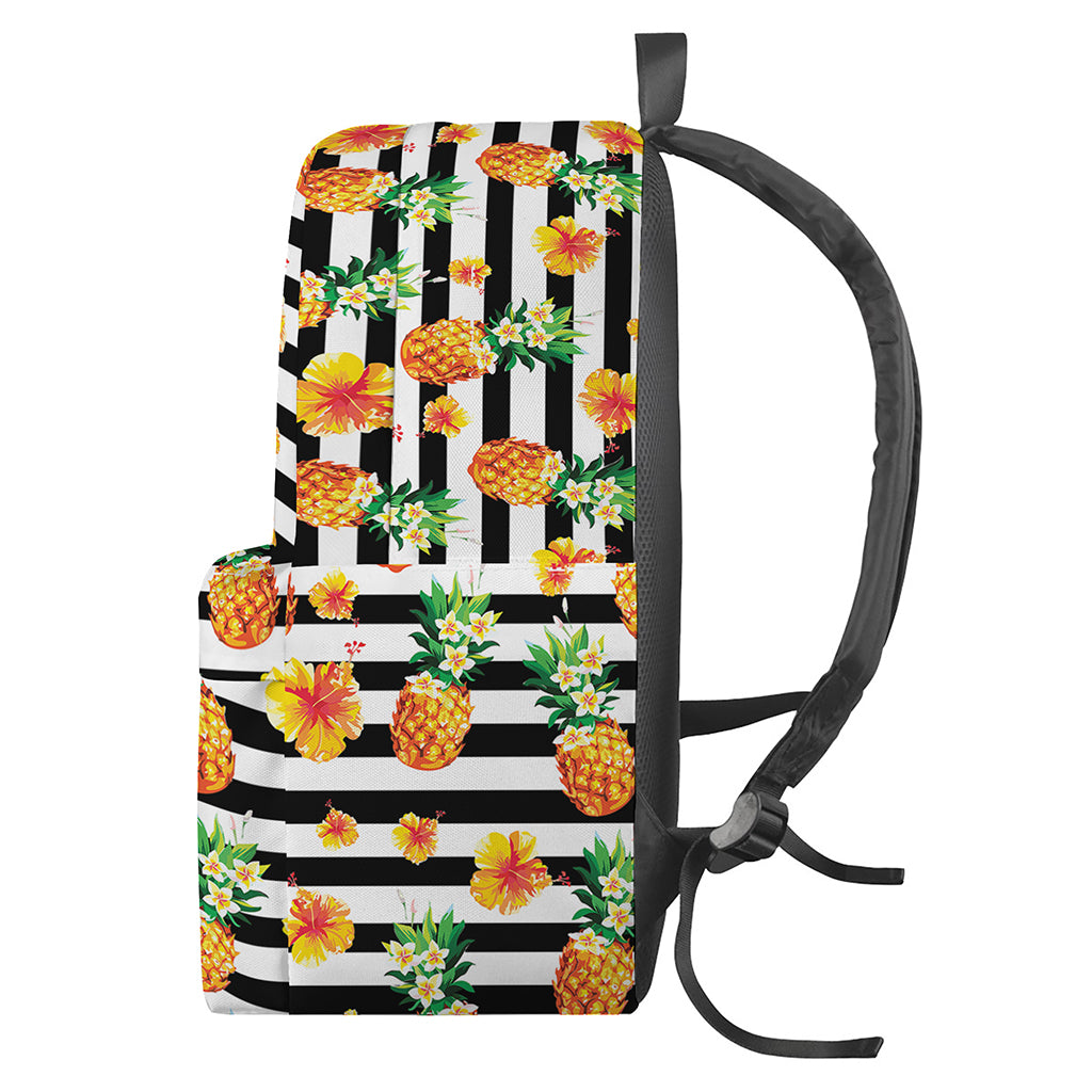 Pineapple And Hibiscus Striped Print Backpack