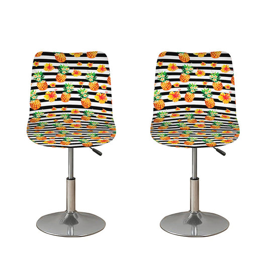 Pineapple And Hibiscus Striped Print Bar Stool Covers