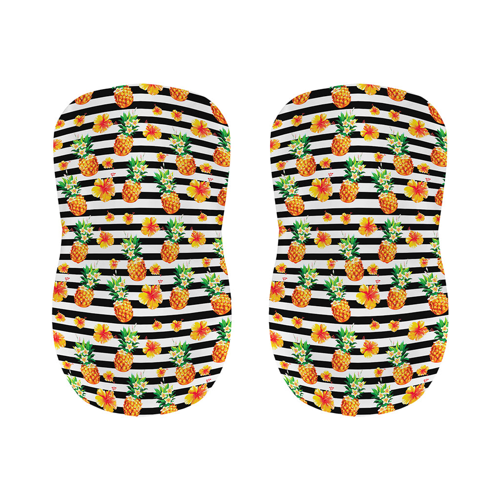 Pineapple And Hibiscus Striped Print Bar Stool Covers