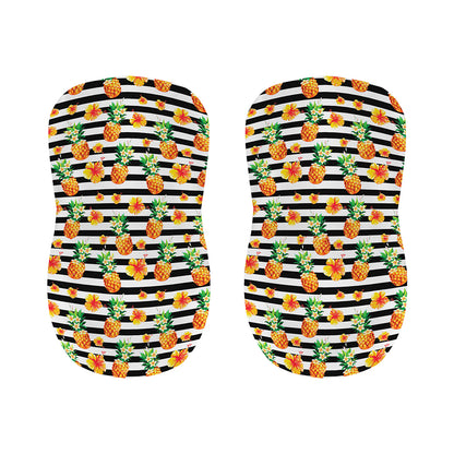Pineapple And Hibiscus Striped Print Bar Stool Covers