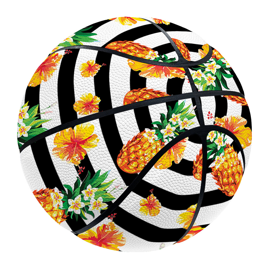 Pineapple And Hibiscus Striped Print Basketball
