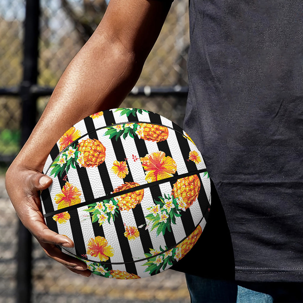Pineapple And Hibiscus Striped Print Basketball
