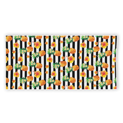 Pineapple And Hibiscus Striped Print Beach Towel