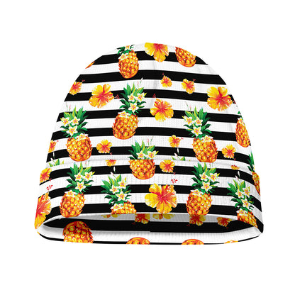 Pineapple And Hibiscus Striped Print Beanie