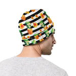 Pineapple And Hibiscus Striped Print Beanie