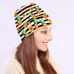 Pineapple And Hibiscus Striped Print Beanie