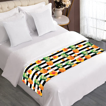 Pineapple And Hibiscus Striped Print Bed Runner