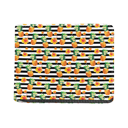 Pineapple And Hibiscus Striped Print Bifold Wallet