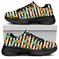 Pineapple And Hibiscus Striped Print Black Chunky Shoes