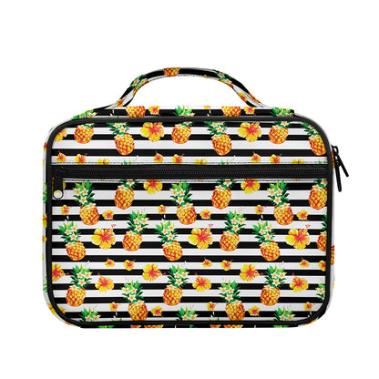 Pineapple And Hibiscus Striped Print Briefcase Bible Bag