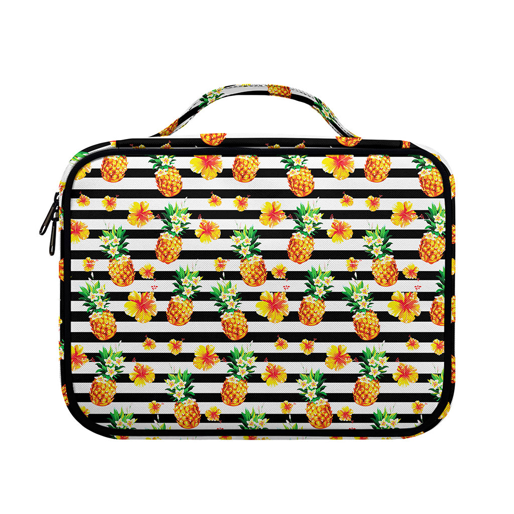 Pineapple And Hibiscus Striped Print Briefcase Bible Bag
