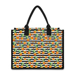 Pineapple And Hibiscus Striped Print Canvas Tote Bag
