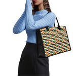 Pineapple And Hibiscus Striped Print Canvas Tote Bag