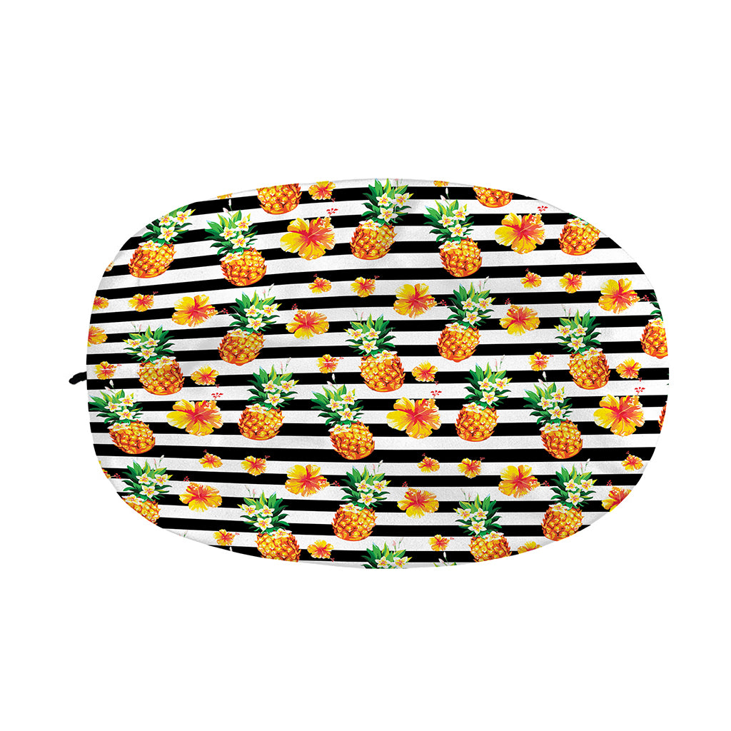 Pineapple And Hibiscus Striped Print Car Side Mirror Covers