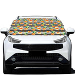 Pineapple And Hibiscus Striped Print Car Windshield Snow Cover