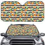 Pineapple And Hibiscus Striped Print Car Windshield Sun Shade