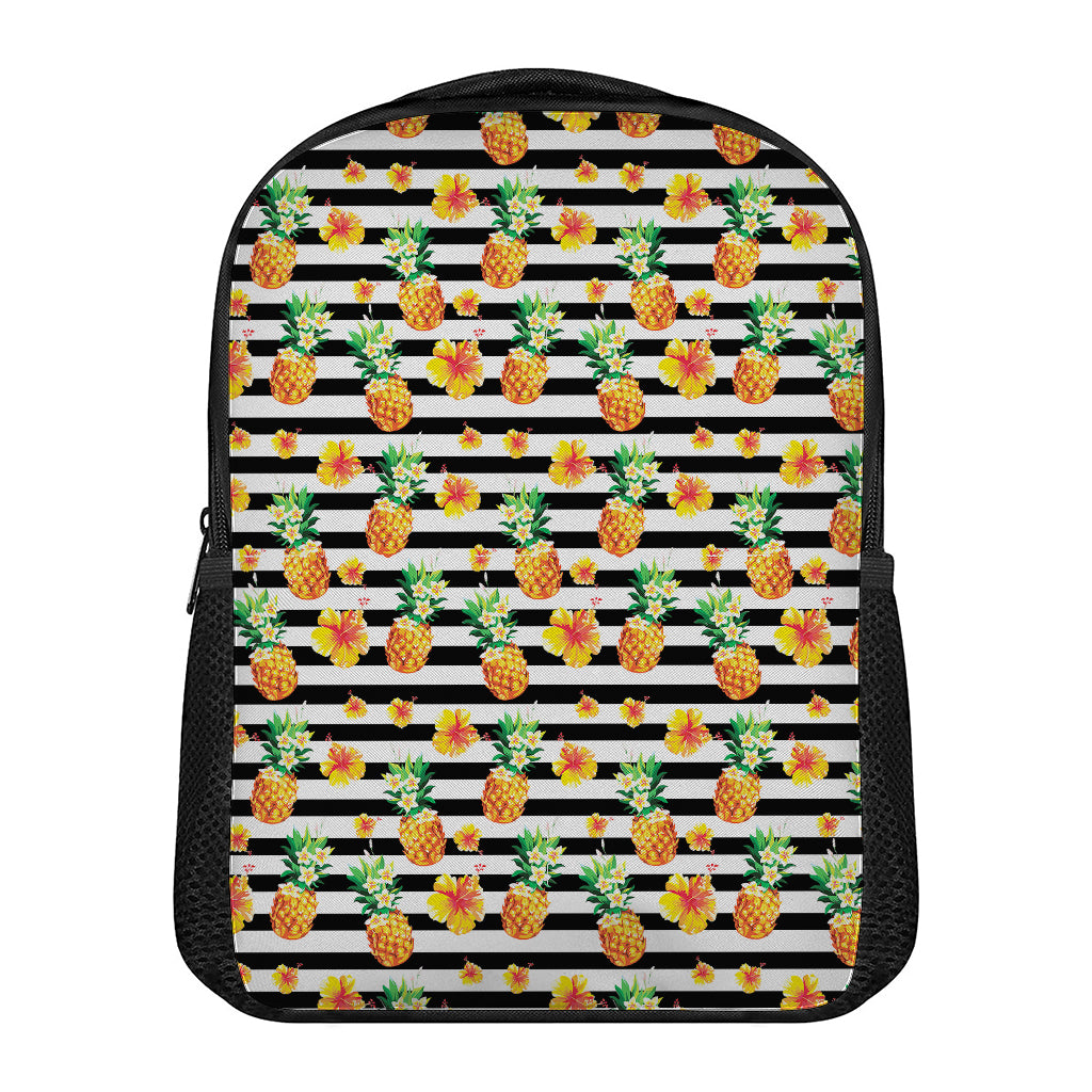 Pineapple And Hibiscus Striped Print Casual Backpack