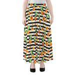 Pineapple And Hibiscus Striped Print Chiffon Maxi Skirt