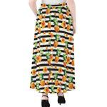 Pineapple And Hibiscus Striped Print Chiffon Maxi Skirt