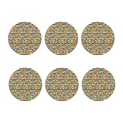 Pineapple And Hibiscus Striped Print Coaster Set