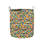 Pineapple And Hibiscus Striped Print Collapsible Laundry Basket