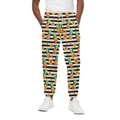 Pineapple And Hibiscus Striped Print Cotton Pants