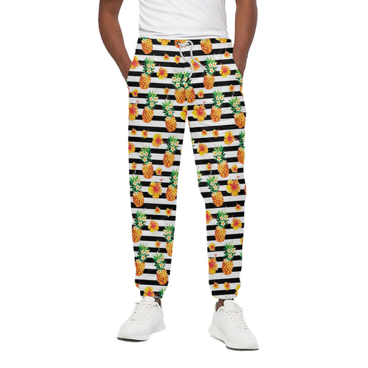 Pineapple And Hibiscus Striped Print Cotton Pants