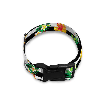 Pineapple And Hibiscus Striped Print Dog Collar