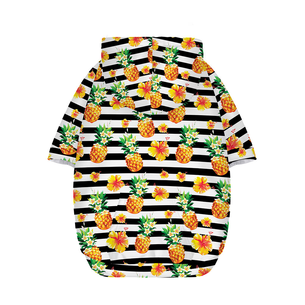 Pineapple And Hibiscus Striped Print Dog Zip Up Hoodie