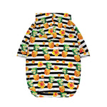 Pineapple And Hibiscus Striped Print Dog Zip Up Hoodie