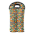 Pineapple And Hibiscus Striped Print Double Neoprene Wine Tote
