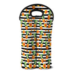 Pineapple And Hibiscus Striped Print Double Neoprene Wine Tote