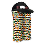 Pineapple And Hibiscus Striped Print Double Neoprene Wine Tote