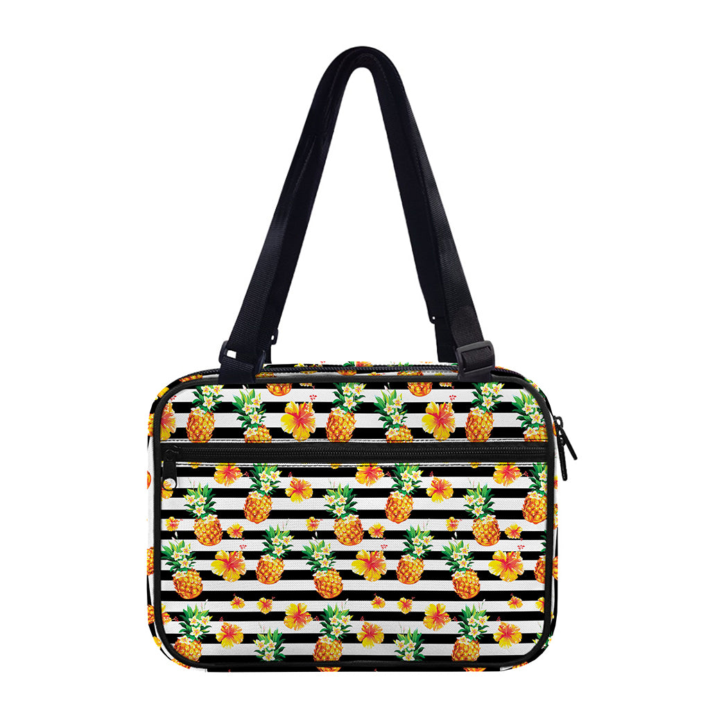 Pineapple And Hibiscus Striped Print Double Strap Bible Bag