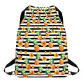 Pineapple And Hibiscus Striped Print Drawstring Backpack